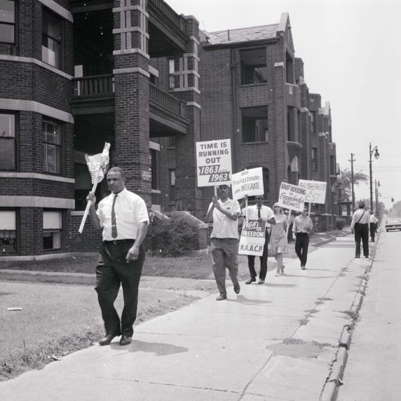 (DN_1119) NAACP, Pickets, Housing Discrimination, Detroit, 1963 (DN_1119) NAACP, Pickets, Housing Discrimination, Detroit, 1963